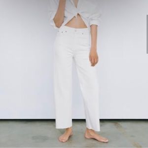 Wide Leg White Jeans - ZARA